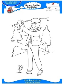 Çocuklar İçin Golf Boyama Sayfaları 